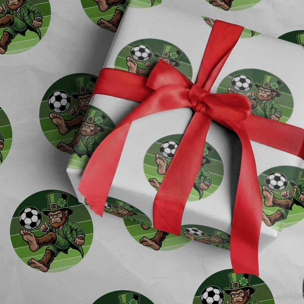 Funny Bigfoot Playing Soccer Wrapping Paper Roll St Patricks Day