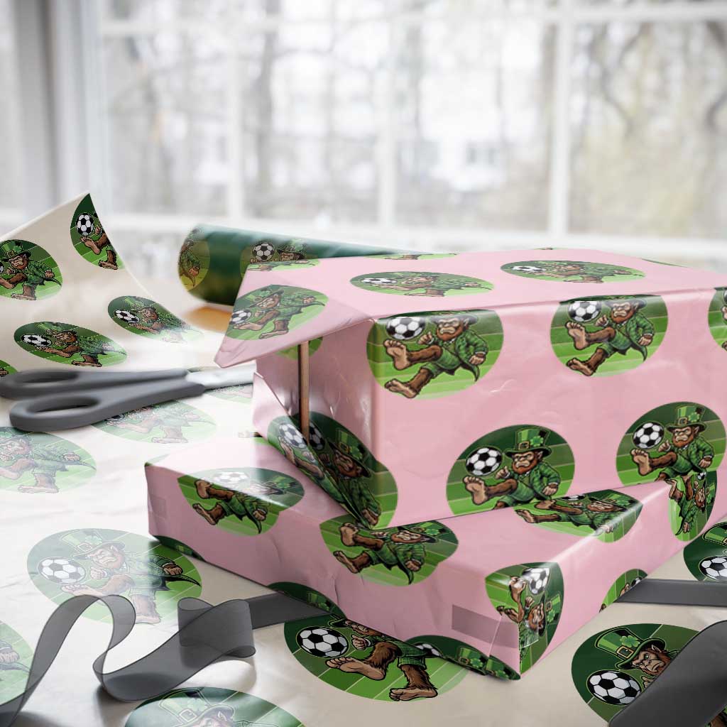 Funny Bigfoot Playing Soccer Wrapping Paper Roll St Patricks Day