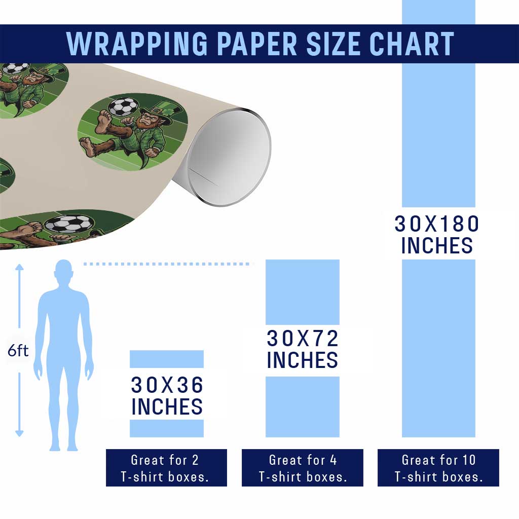 Funny Bigfoot Playing Soccer Wrapping Paper Roll St Patricks Day