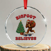 Funny Bigfoot Santa Believes Six Seven Meme Crystal Glass Ornament Trendy Gen Z Xmas Gift - Wonder Print Shop