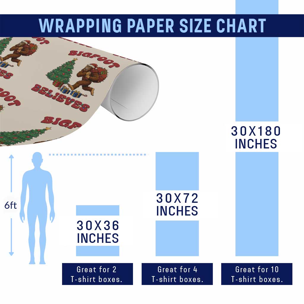 Funny Bigfoot Santa Believes Six Seven Meme Wrapping Paper Roll Trendy Gen Z Xmas Gift - Wonder Print Shop