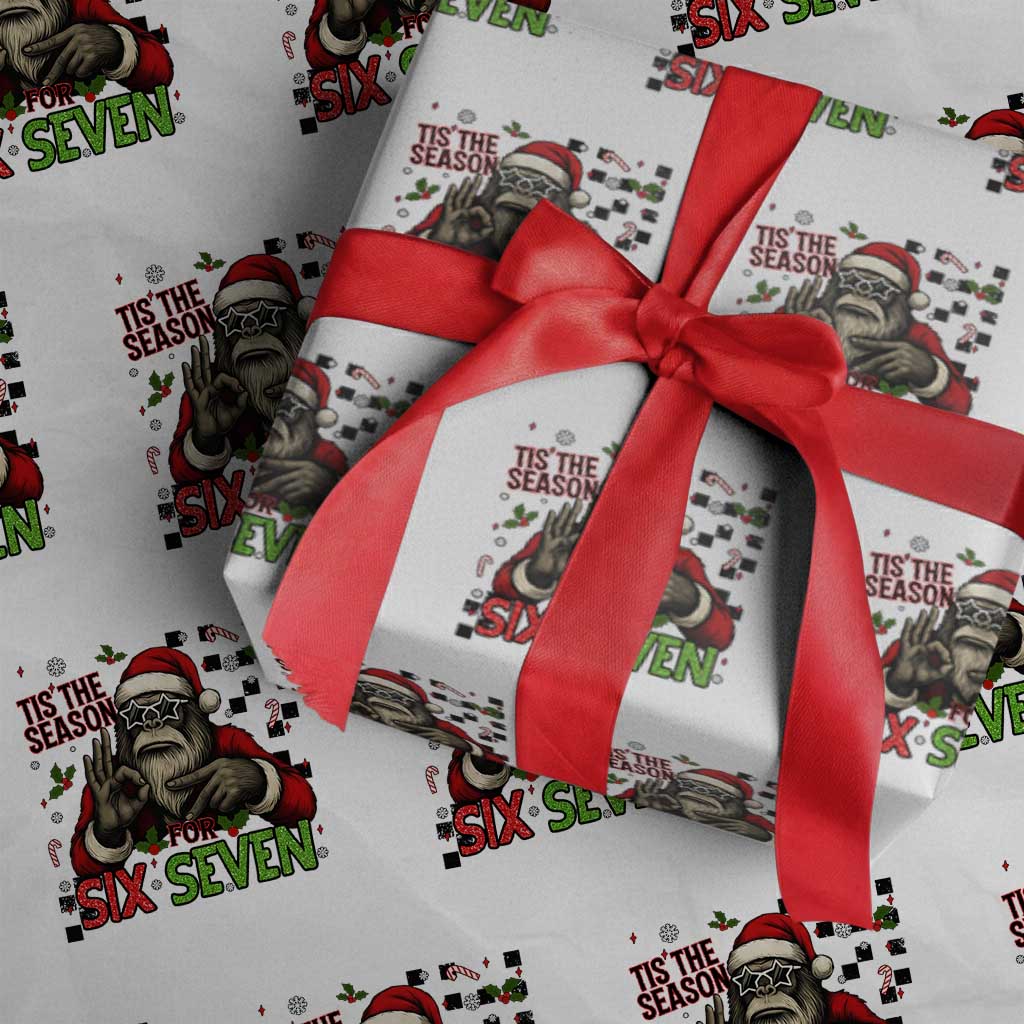 Funny Bigfoot Santa Tis The Season For Six Seven Meme Wrapping Paper Roll Christmas Gift - Wonder Print Shop