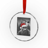 Funny Bigfoot Santas Sleigh Selfie Christmas Crystal Glass Ornament - Wonder Print Shop