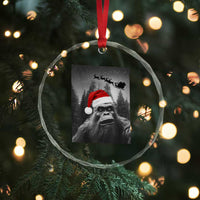 Funny Bigfoot Santas Sleigh Selfie Christmas Crystal Glass Ornament - Wonder Print Shop