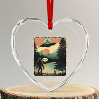 Funny Bigfoot Sasquatch Alien Spaceship UFO Introvert Bruh Heart Crystal Glass Ornament - Wonder Print Shop