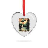 Funny Bigfoot Sasquatch Alien Spaceship UFO Introvert Bruh Heart Crystal Glass Ornament - Wonder Print Shop