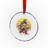 Funny Bigfoot School Bus Lover Crystal Glass Ornament Sasquatch Back To School Vintage Gift