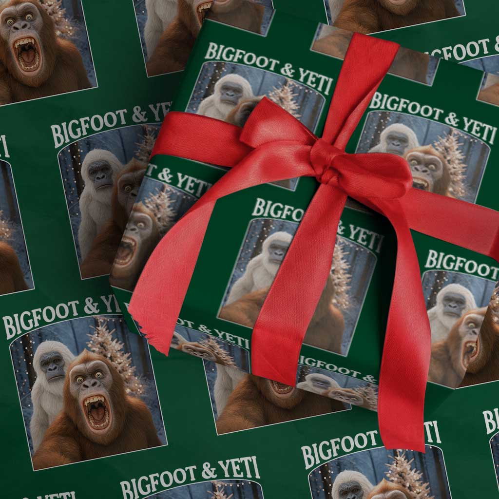 Funny Bigfoot Selfie Wrapping Paper Roll Sasquatch Yeti Christmas - Wonder Print Shop