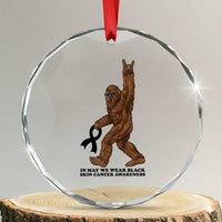 Funny Bigfoot Skin Cancer Support Crystal Glass Ornament In May We Wear Black