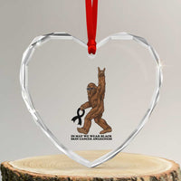 Funny Bigfoot Skin Cancer Support Heart Crystal Glass Ornament In May We Wear Black