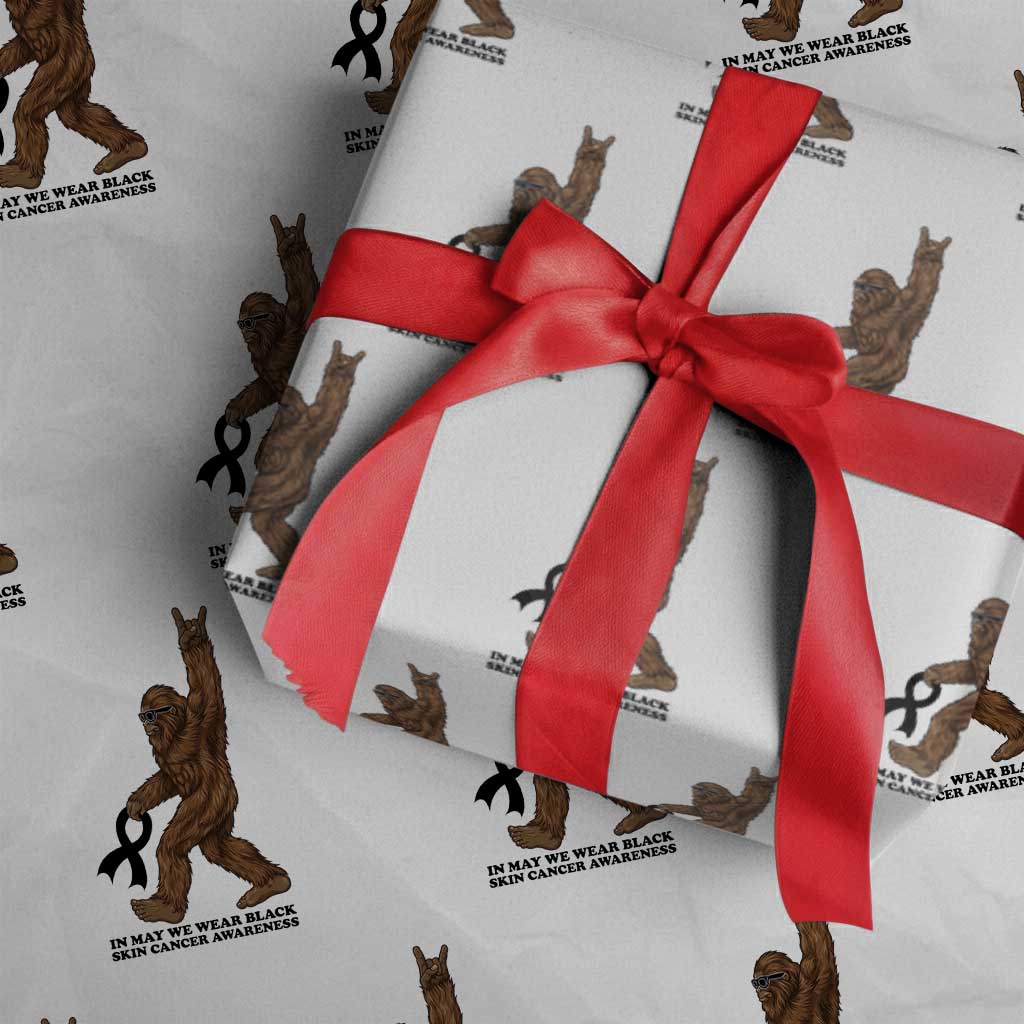 Funny Bigfoot Skin Cancer Support Wrapping Paper Roll In May We Wear Black
