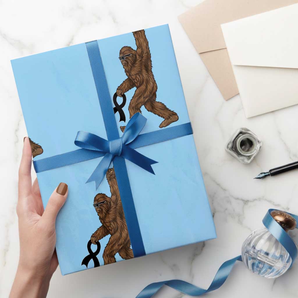 Funny Bigfoot Skin Cancer Support Wrapping Paper Roll In May We Wear Black