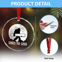 Funny Bigfoot Snowboarding Crystal Glass Ornament Shred The Gnar Moon Snowboard - Wonder Print Shop