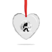Funny Bigfoot Snowboarding Heart Crystal Glass Ornament Shred The Gnar Moon Snowboard - Wonder Print Shop