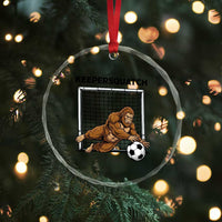 Funny Bigfoot Soccer Goalkeeper Crystal Glass Ornament Keepersquatch