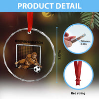 Funny Bigfoot Soccer Goalkeeper Crystal Glass Ornament Keepersquatch