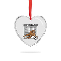 Funny Bigfoot Soccer Goalkeeper Heart Crystal Glass Ornament Keepersquatch
