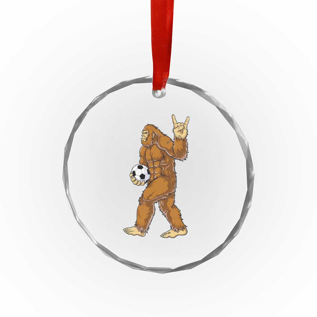 Funny Bigfoot Soccer Player Crystal Glass Ornament Folklore Cryptid Gift
