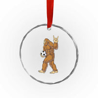 Funny Bigfoot Soccer Player Crystal Glass Ornament Folklore Cryptid Gift