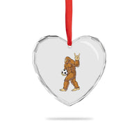 Funny Bigfoot Soccer Player Heart Crystal Glass Ornament Folklore Cryptid Gift