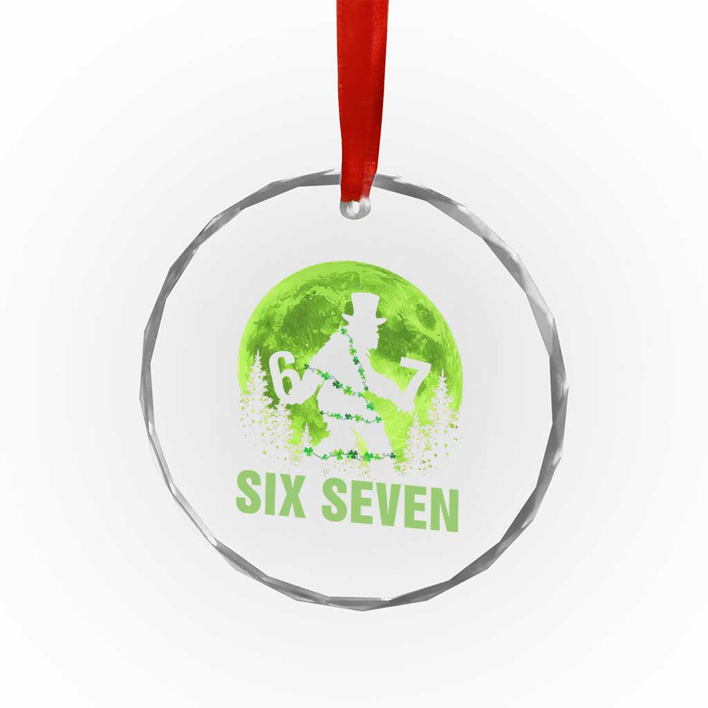 Funny Bigfoot St Patricks Day Crystal Glass Ornament Sasquatch Hiding Moon Forest Meme