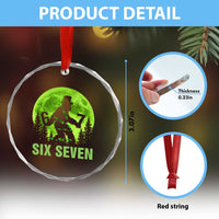 Funny Bigfoot St Patricks Day Crystal Glass Ornament Sasquatch Hiding Moon Forest Meme