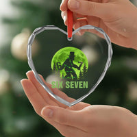 Funny Bigfoot St Patricks Day Heart Crystal Glass Ornament Sasquatch Hiding Moon Forest Meme