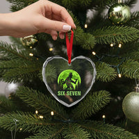 Funny Bigfoot St Patricks Day Heart Crystal Glass Ornament Sasquatch Hiding Moon Forest Meme