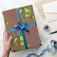 Funny Bigfoot St Patricks Day Wrapping Paper Roll Sasquatch Drinking Green Beer Lover
