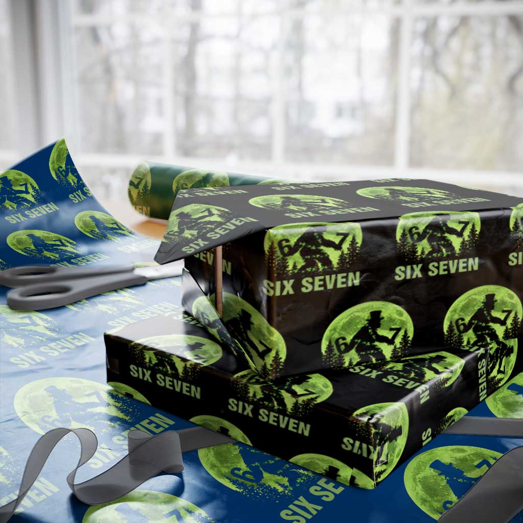 Funny Bigfoot St Patricks Day Wrapping Paper Roll Sasquatch Hiding Moon Forest Meme