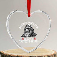 Funny Bigfoot Stepdad Heart Crystal Glass Ornament Awesome Bonus Dads Have Tattoos And Beards