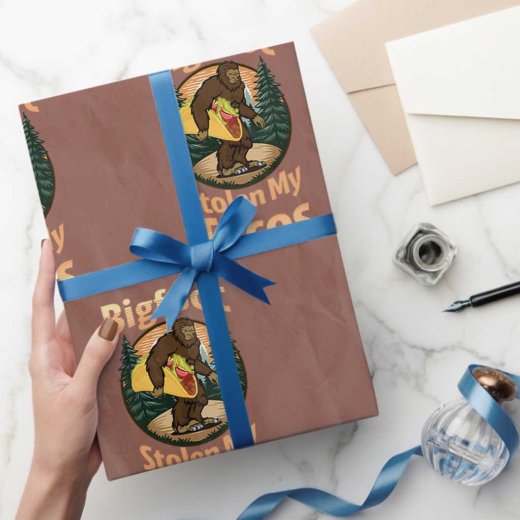 Funny Bigfoot Stole My Tacos Wrapping Paper Roll Sasquatch Taco Lover