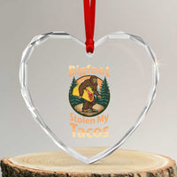 Funny Bigfoot Stole My Tacos Heart Crystal Glass Ornament Sasquatch Taco Lover