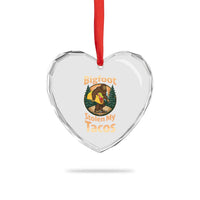 Funny Bigfoot Stole My Tacos Heart Crystal Glass Ornament Sasquatch Taco Lover