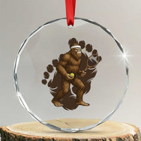 Funny Bigfoot Tennis Player Crystal Glass Ornament Folklore Cryptid Gift - Wonder Print Shop