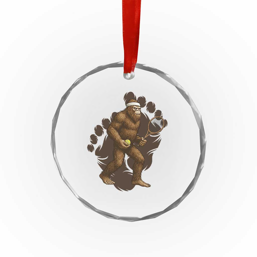 Funny Bigfoot Tennis Player Crystal Glass Ornament Folklore Cryptid Gift - Wonder Print Shop