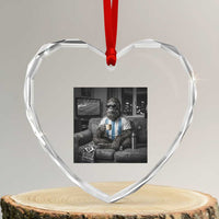 Funny Bigfoot Watching Soccer Heart Crystal Glass Ornament Argentina Futbol Fan