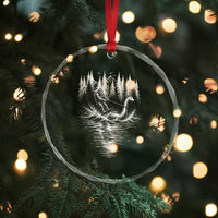 Funny Bigfoot Water Skiing Behind Nessie Crystal Glass Ornament Cryptid Lover