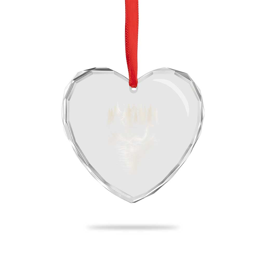 Funny Bigfoot Water Skiing Behind Nessie Heart Crystal Glass Ornament Cryptid Lover