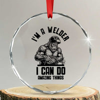 Funny Bigfoot Welder Crystal Glass Ornament I Can Do Amazing Things