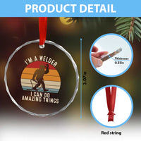 Funny Bigfoot Welding Gift Crystal Glass Ornament I Can Do Amazing Things With A Welder