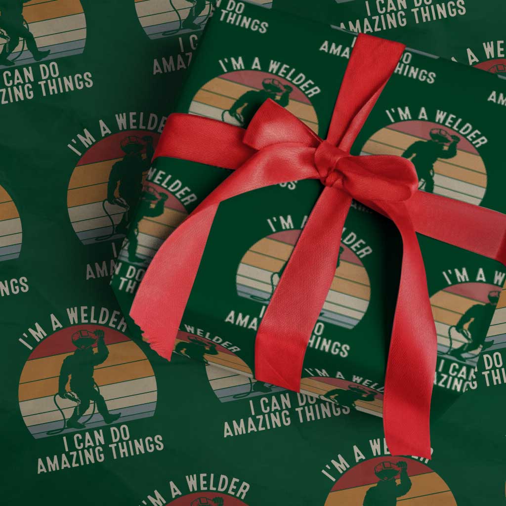Funny Bigfoot Welding Gift Wrapping Paper Roll I Can Do Amazing Things With A Welder