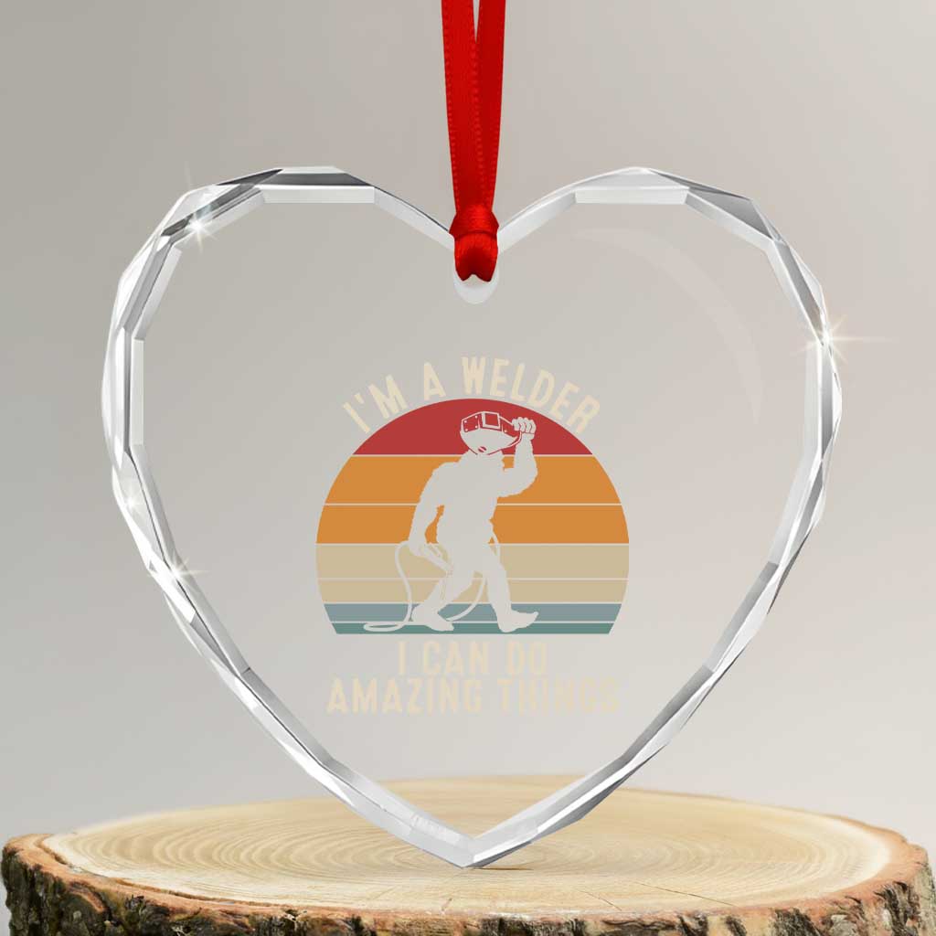 Funny Bigfoot Welding Gift Heart Crystal Glass Ornament I Can Do Amazing Things With A Welder