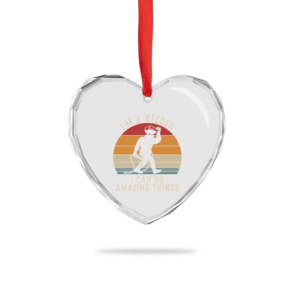 Funny Bigfoot Welding Gift Heart Crystal Glass Ornament I Can Do Amazing Things With A Welder