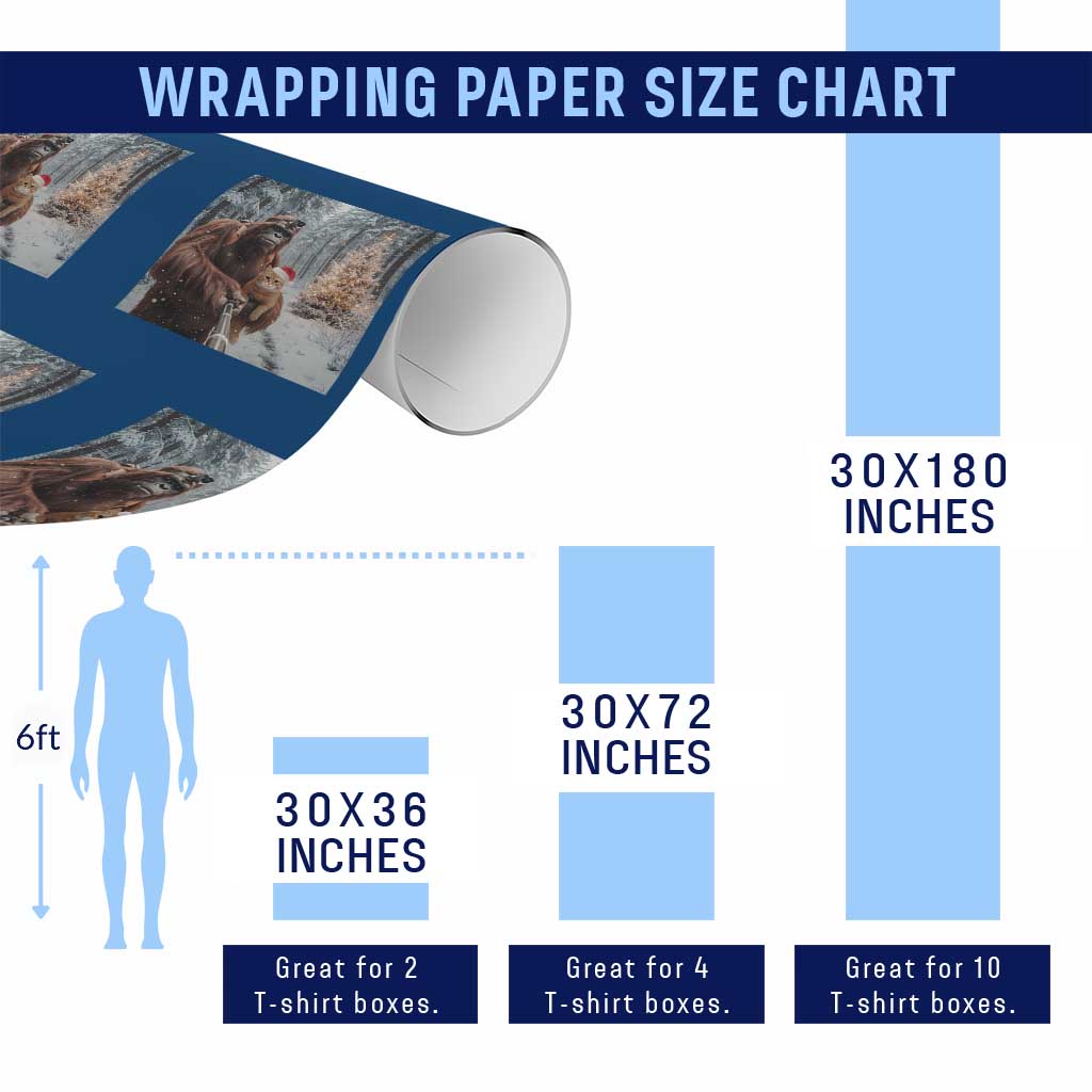 Funny Bigfoot With Cat Selfie Christmas Wrapping Paper Roll - Wonder Print Shop