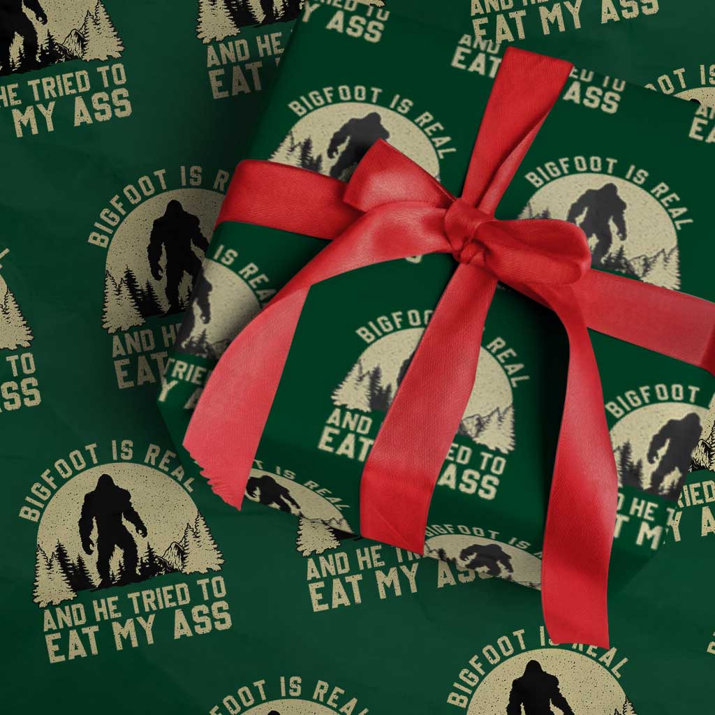 Funny Bigfoot Wrapping Paper Roll Sasquatch Big Foot Eat My Ass Vintage Cryptid Meme - Wonder Print Shop