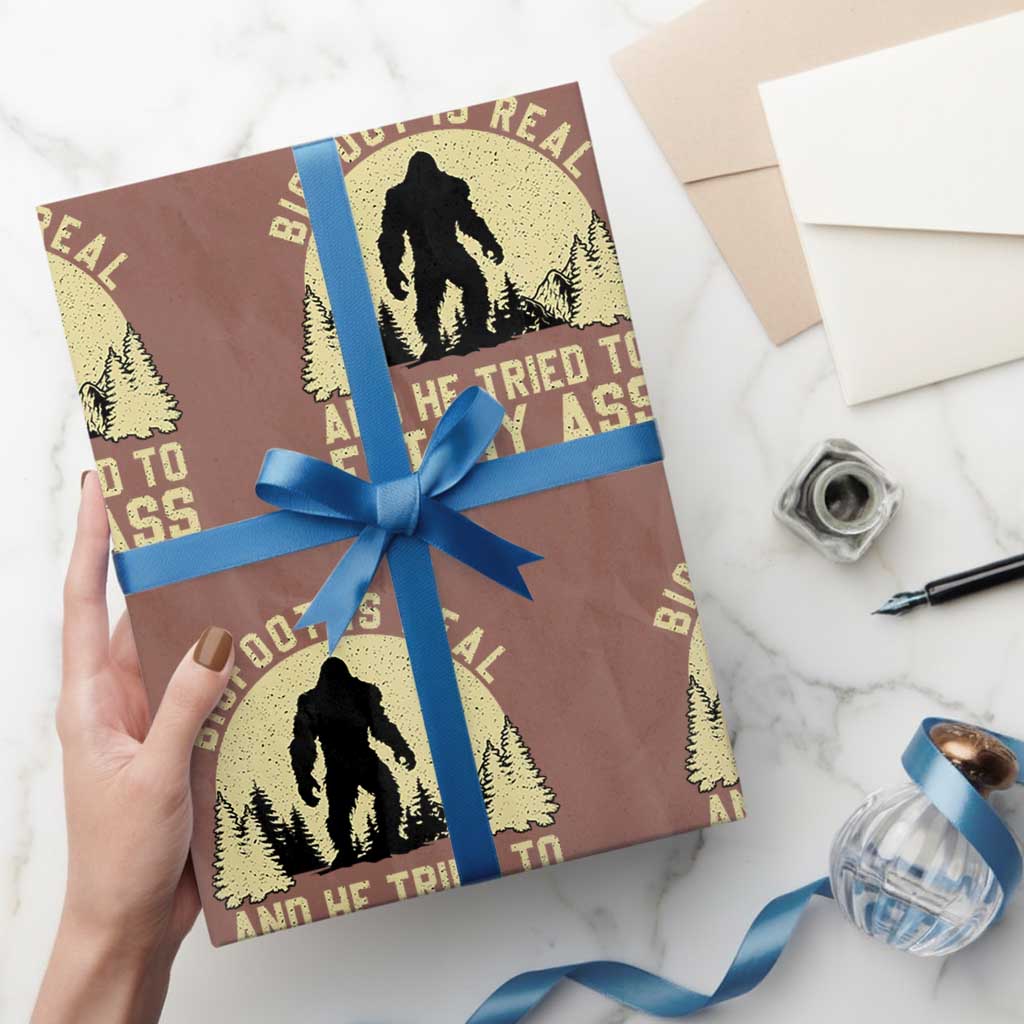 Funny Bigfoot Wrapping Paper Roll Sasquatch Big Foot Eat My Ass Vintage Cryptid Meme - Wonder Print Shop