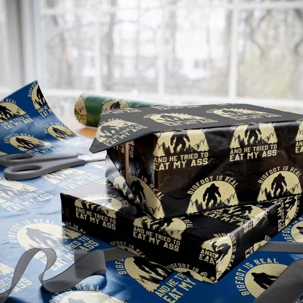 Funny Bigfoot Wrapping Paper Roll Sasquatch Big Foot Eat My Ass Vintage Cryptid Meme - Wonder Print Shop