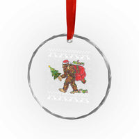 Funny Bigfoot Xmas Crystal Glass Ornament Believe Bigfoot Santa Hat Sasquatch Loves Rock On TS10