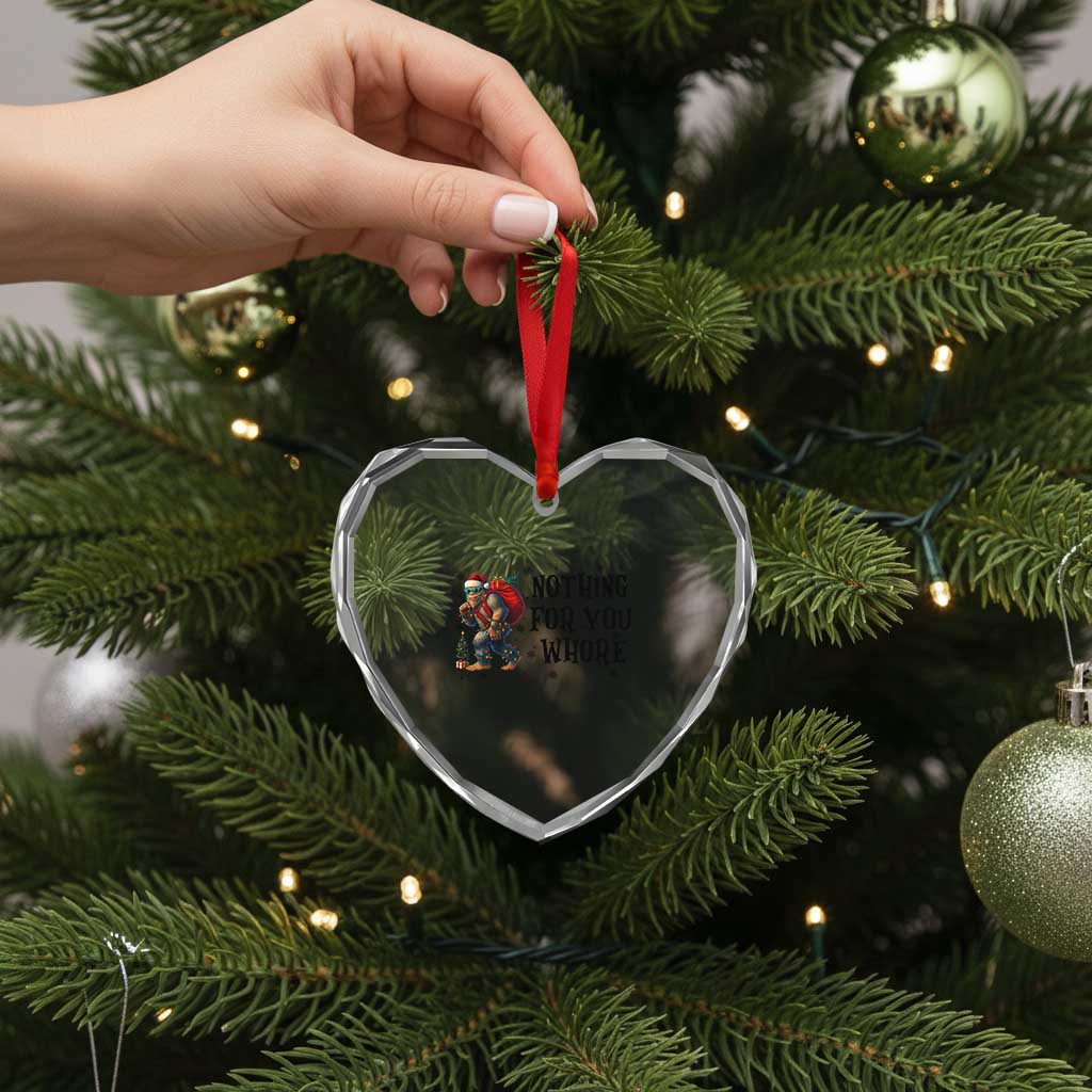 Funny Bigfoot Xmas Heart Crystal Glass Ornament Nothing For You Whore Sasquatch - Wonder Print Shop